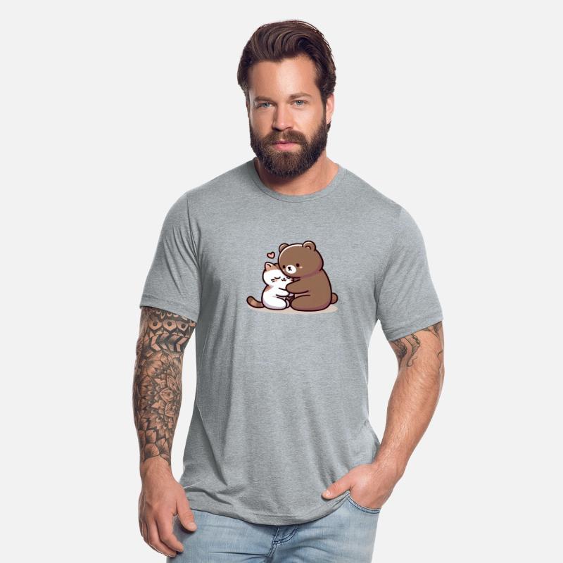 Cuddling Cat And Bear In Love