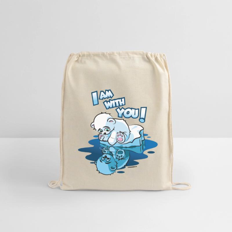 Cute little polar bear on ice flock mirror image