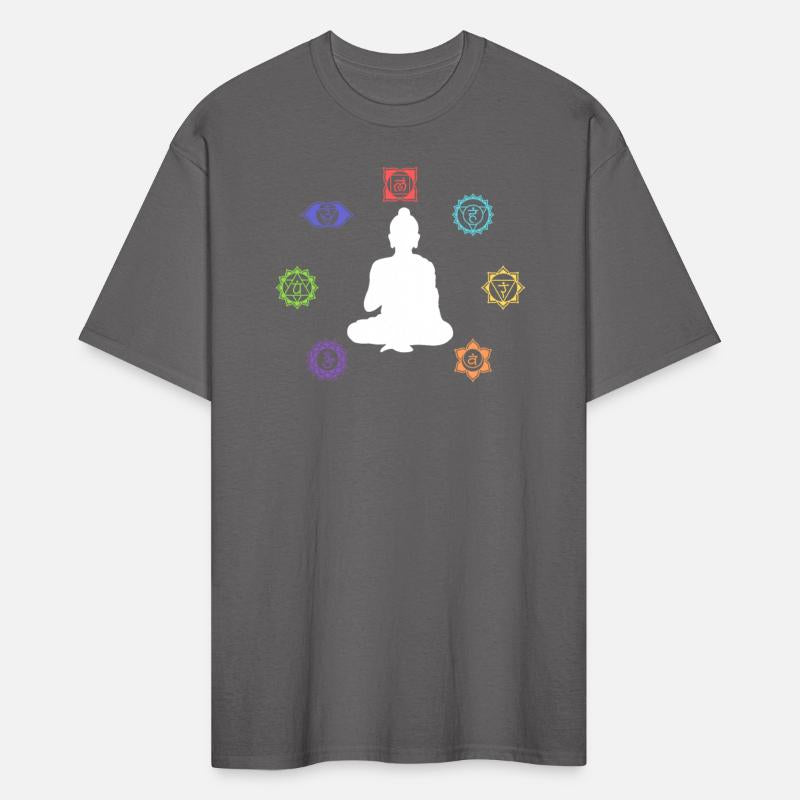 Meditating Silhouette With Colorful Chakras -