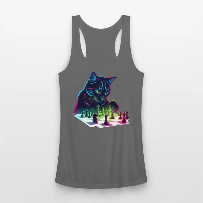 Neon Black Cat Chess Art