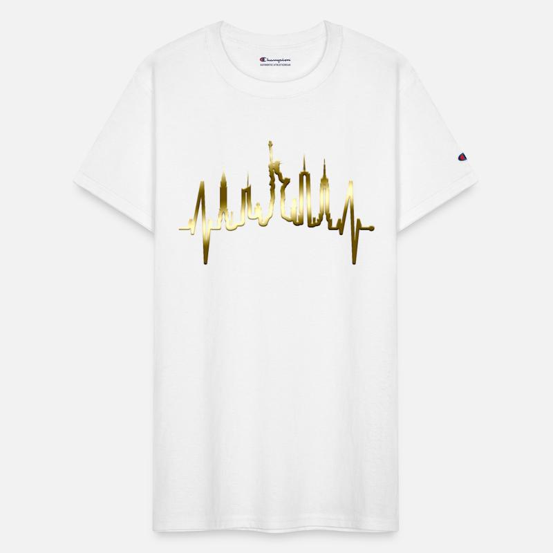 New York City Heartbeat Manhattan Skyline USA Gold