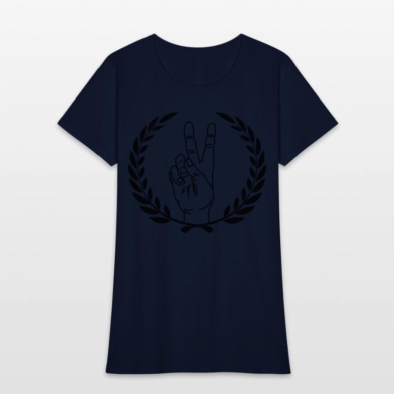 Peace sign in laurel wreath Hand gesture peace for