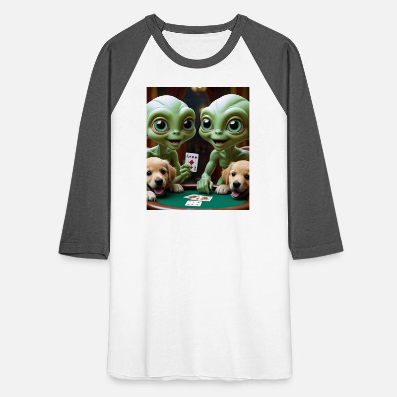 2 ALIENS PLAYING CARDS WITH TWO PUPPIES