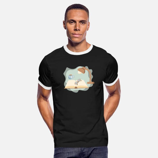 Addicted to reading badge with cup of tea and book