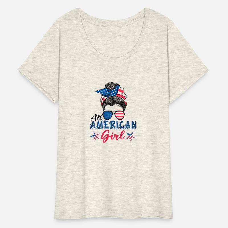 All american Girl Usa Messy Bun 4Th Of July Gifts