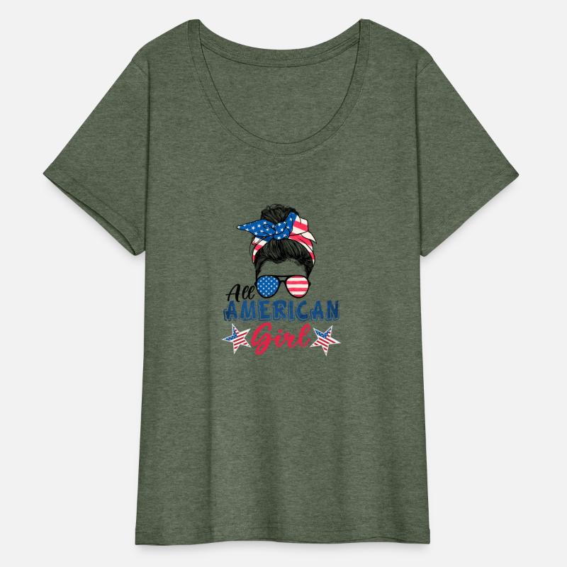 All american Girl Usa Messy Bun 4Th Of July Gifts