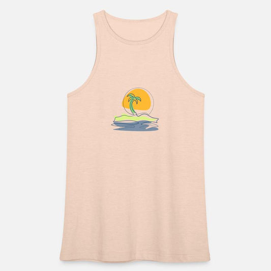 Beach scene with lonely palm tree on island