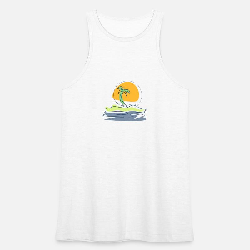 Beach scene with lonely palm tree on island