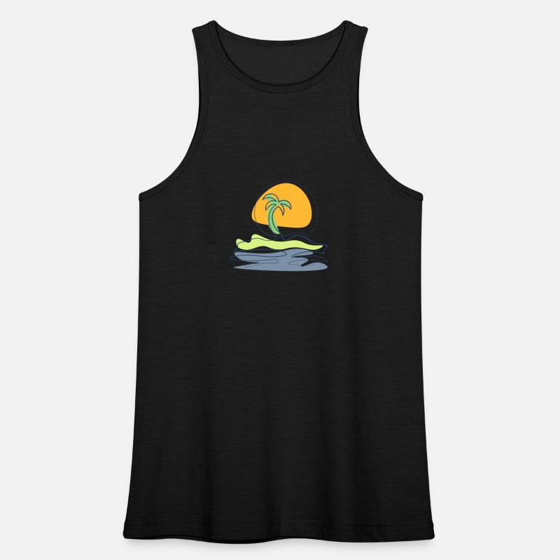 Beach scene with lonely palm tree on island