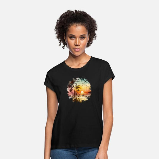 Beach Sunset Watercolor Design Art 1