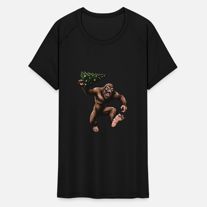 Bigfoot throws Christmas tree