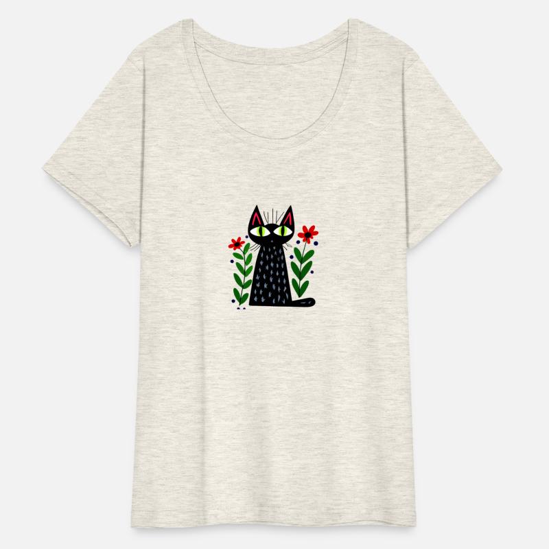 Black Cat and Flowers