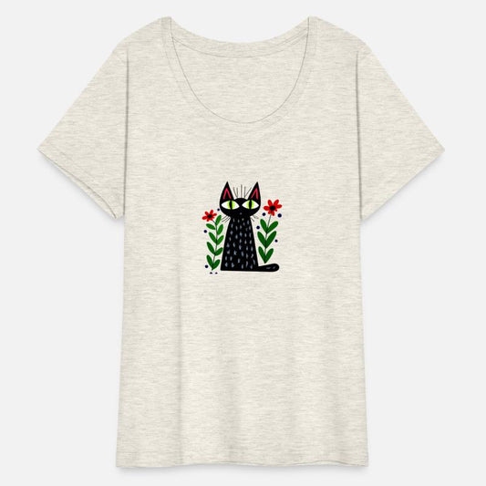 Black Cat and Flowers