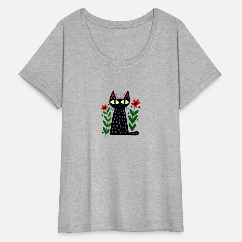 Black Cat and Flowers