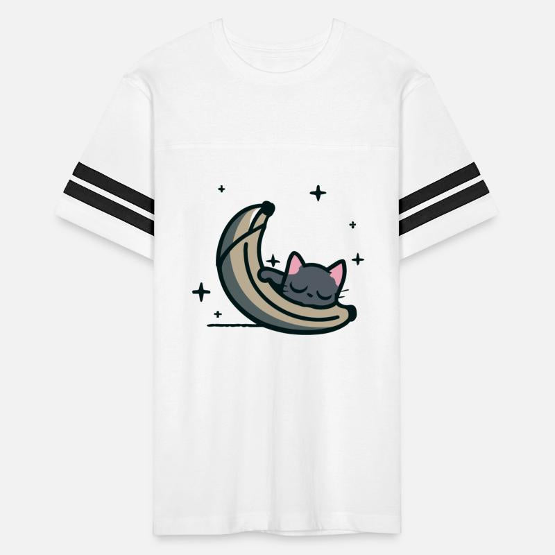 Black Cat Sleeping On A Banana With Stars