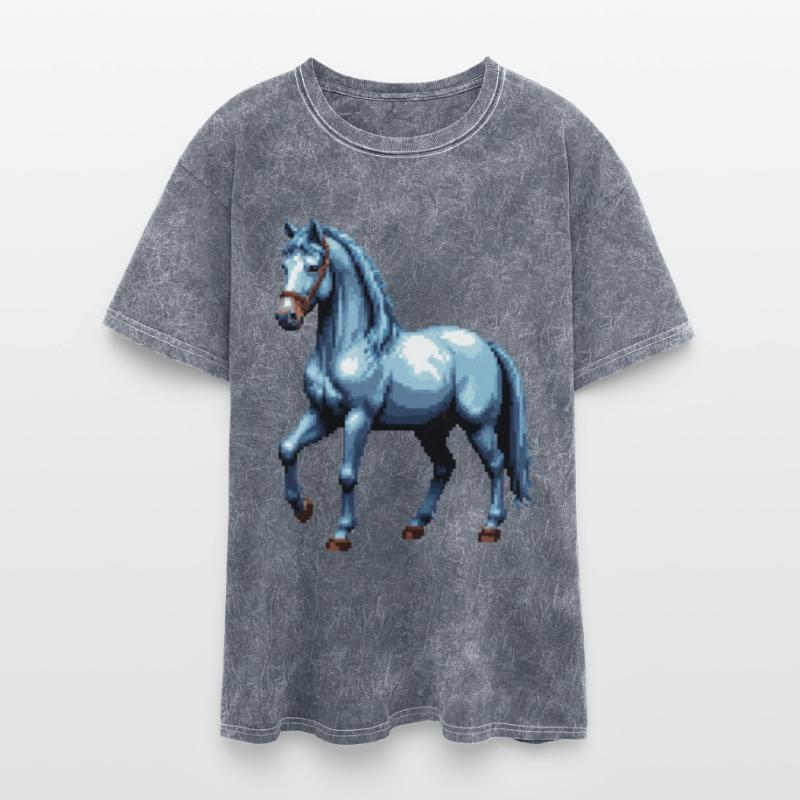 blue horse in pixel