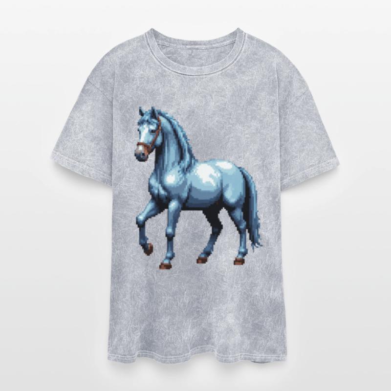 blue horse in pixel