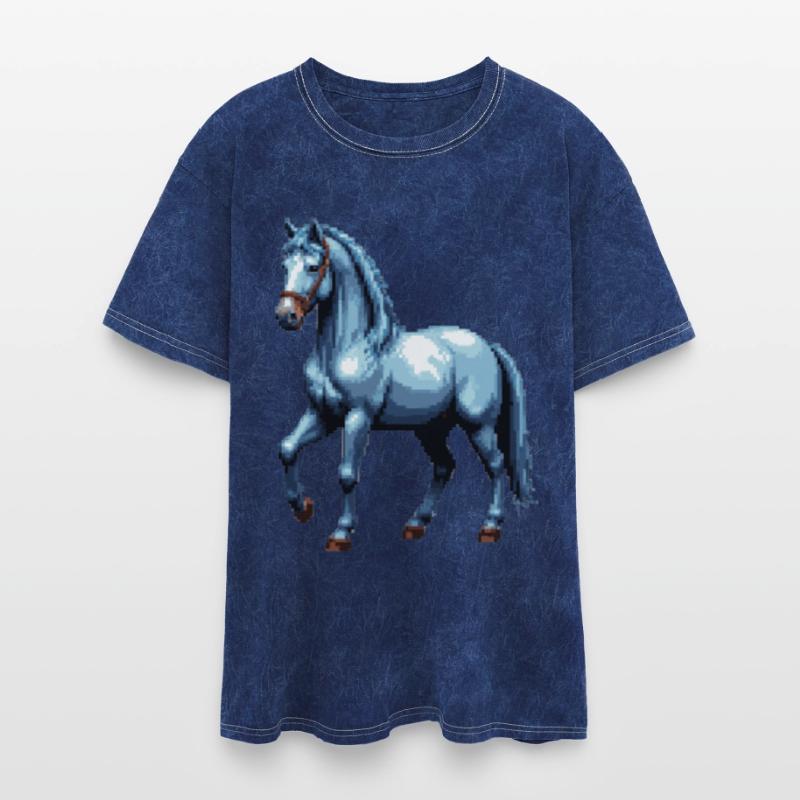 blue horse in pixel