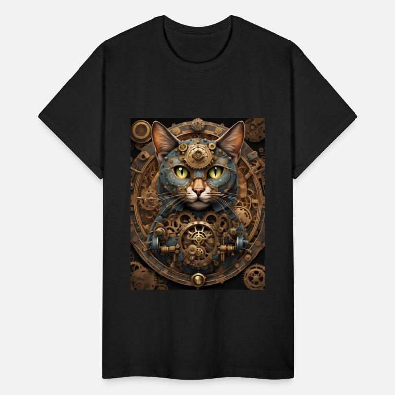 blue steampunk cat AI art