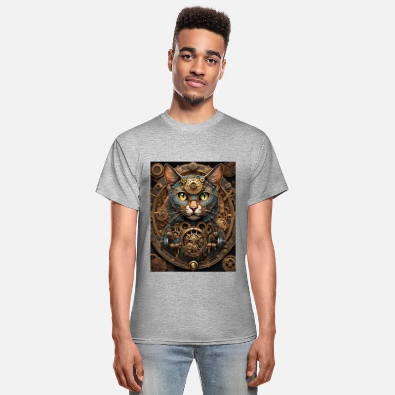 blue steampunk cat AI art