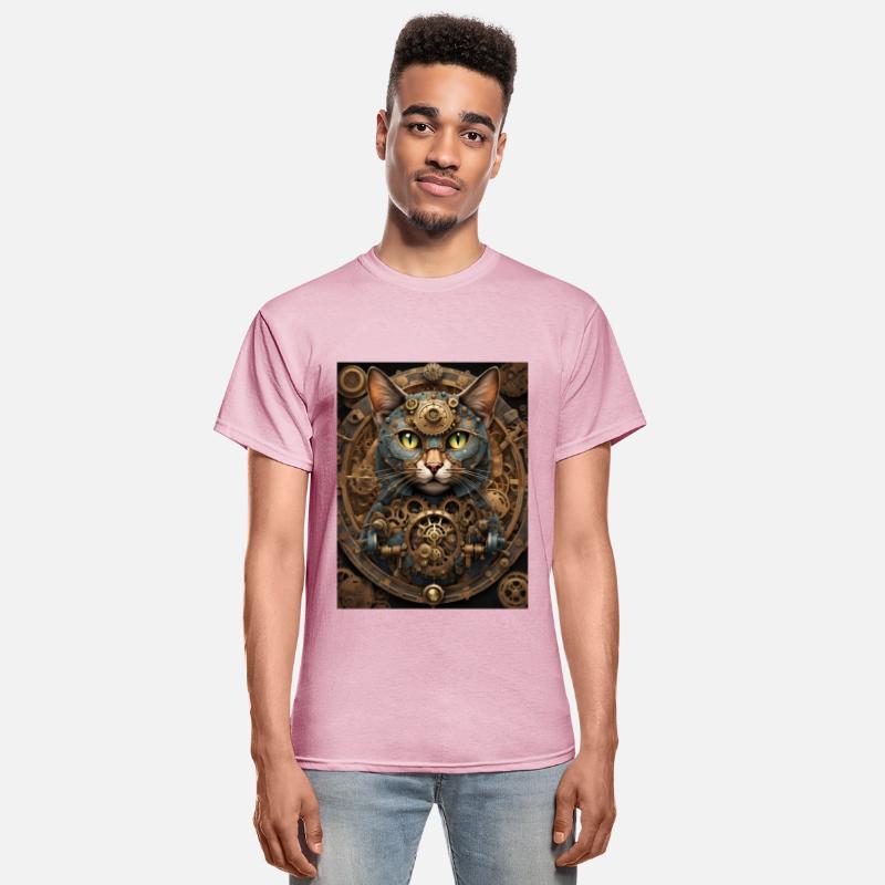 blue steampunk cat AI art