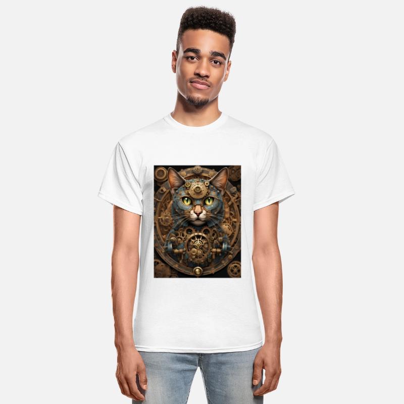 blue steampunk cat AI art