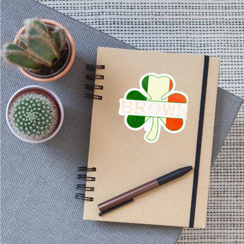 Brown Irish Surname Ireland Flag Shamrock