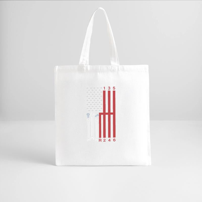 Car Mechanic Shifting Gear American Flag Drag