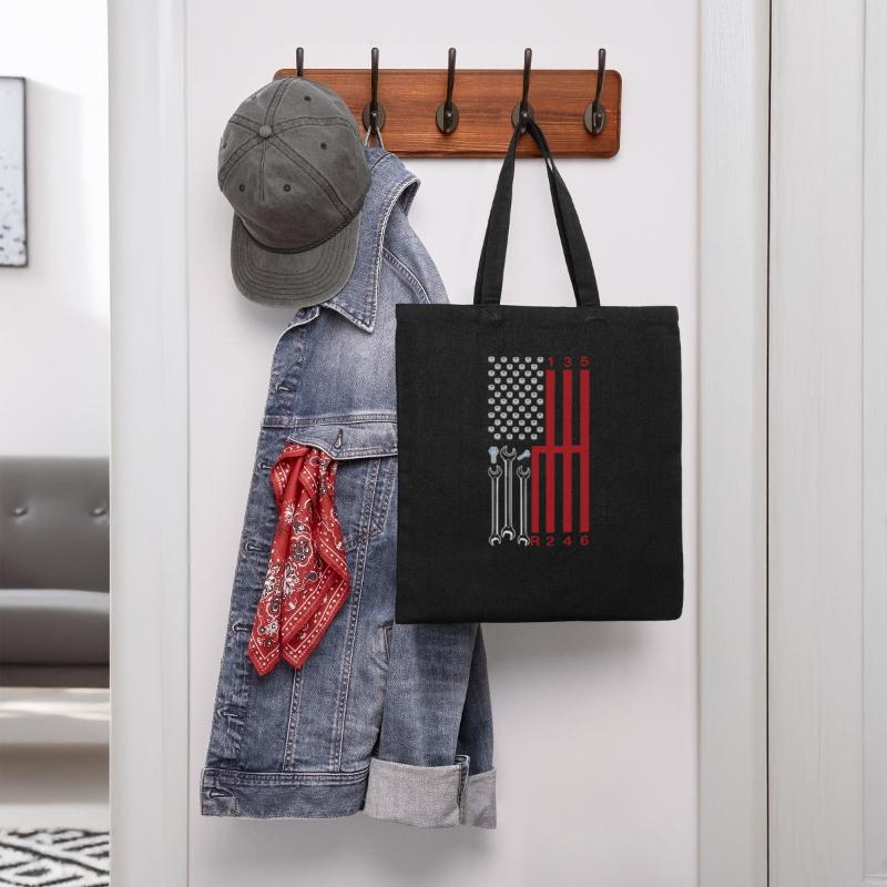 Car Mechanic Shifting Gear American Flag Drag