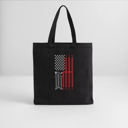 Car Mechanic Shifting Gear American Flag Drag