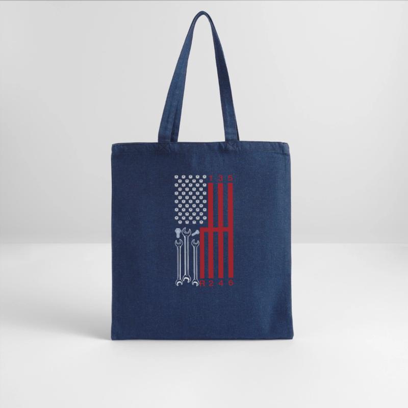 Car Mechanic Shifting Gear American Flag Drag