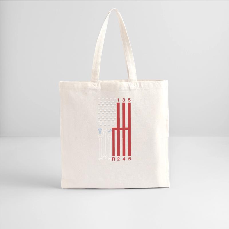 Car Mechanic Shifting Gear American Flag Drag