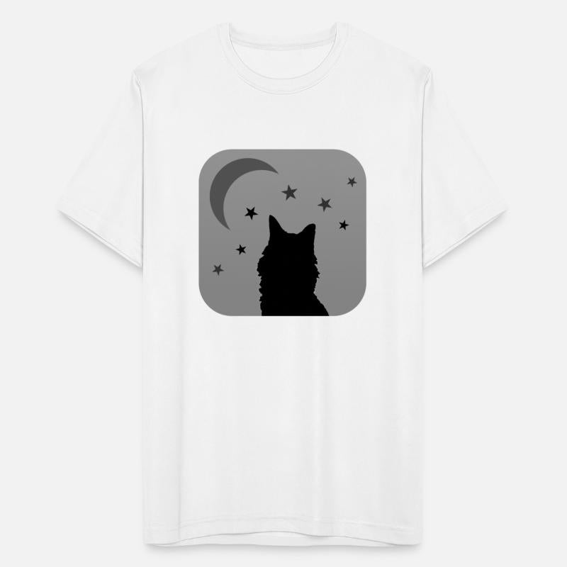 Cat with Moon and Stars Black and White