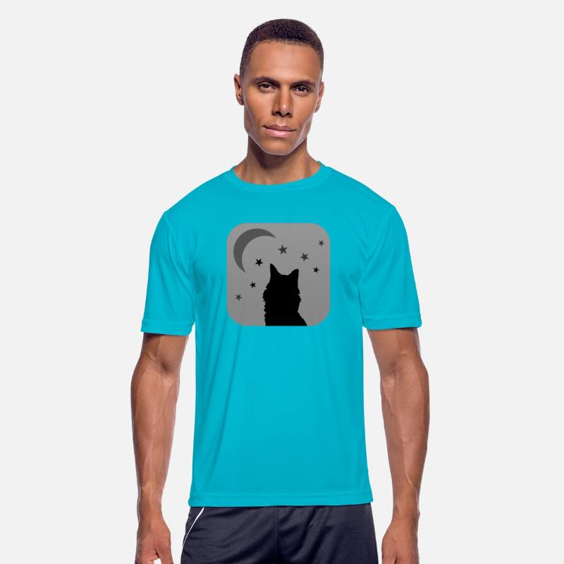 Cat with Moon and Stars Black and White