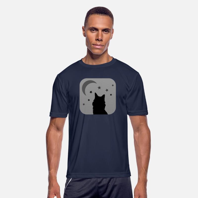 Cat with Moon and Stars Black and White