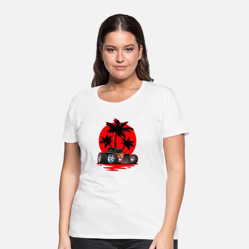 Classic 30s Style Hot Rod Car At Sunset With Palm