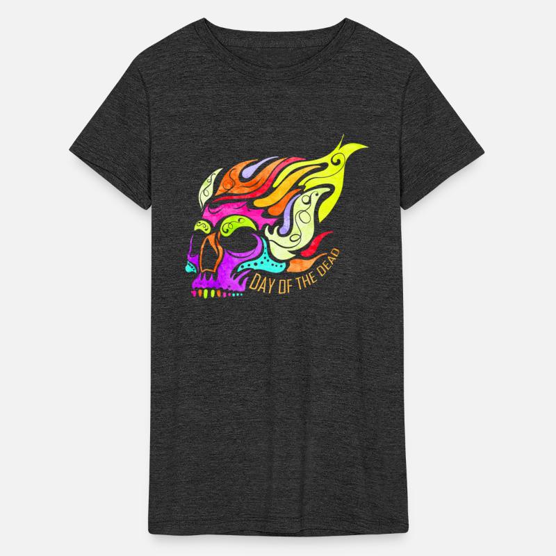 Colorful Flaming Skull For Day Of The Dead