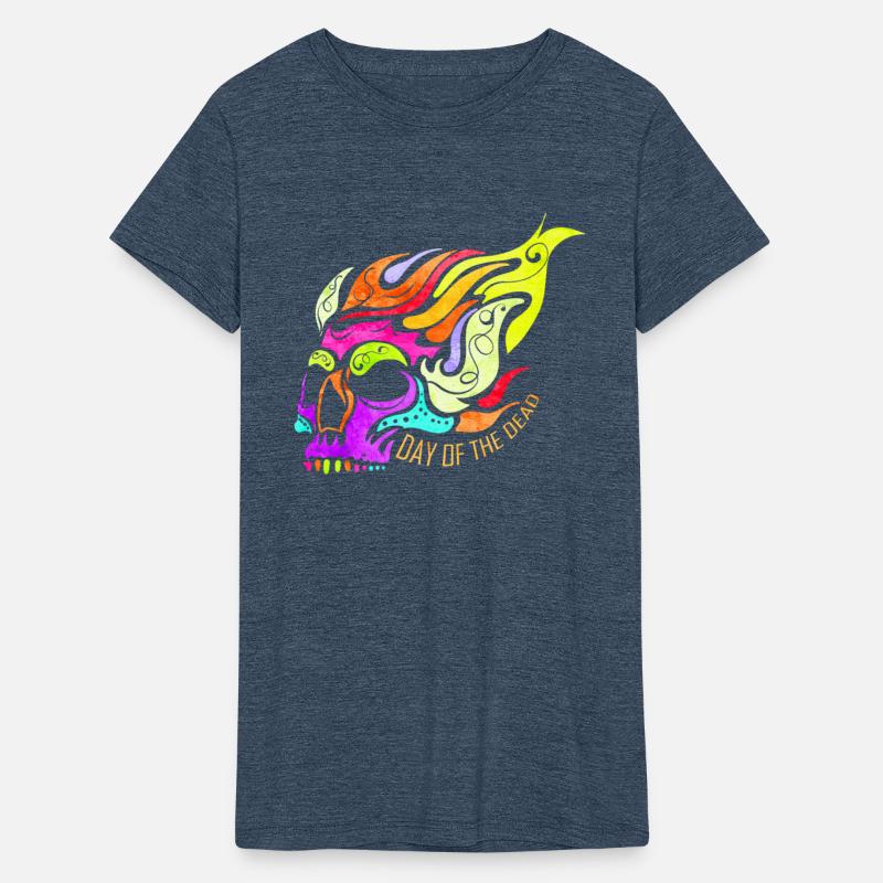 Colorful Flaming Skull For Day Of The Dead