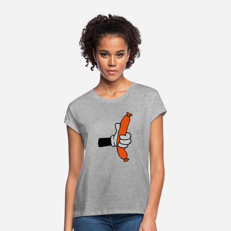 Comic hand holding sausage