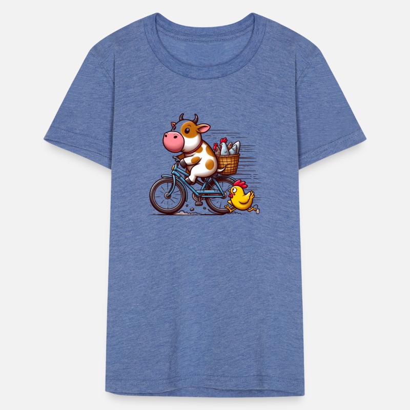 Countryside Duo Biking Cow and Sprinting Chicken