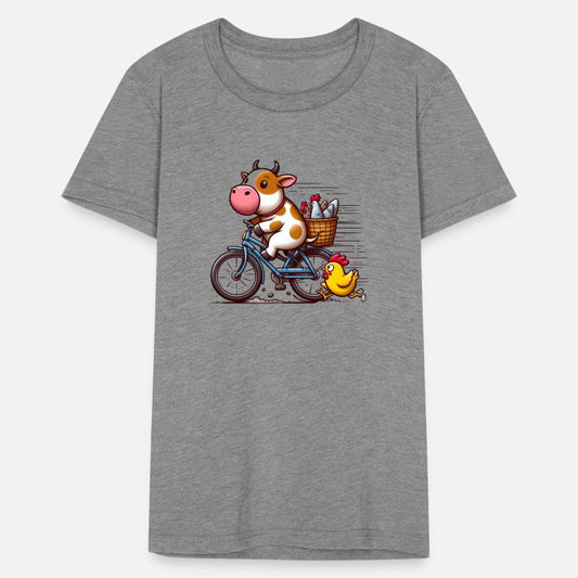 Countryside Duo Biking Cow and Sprinting Chicken