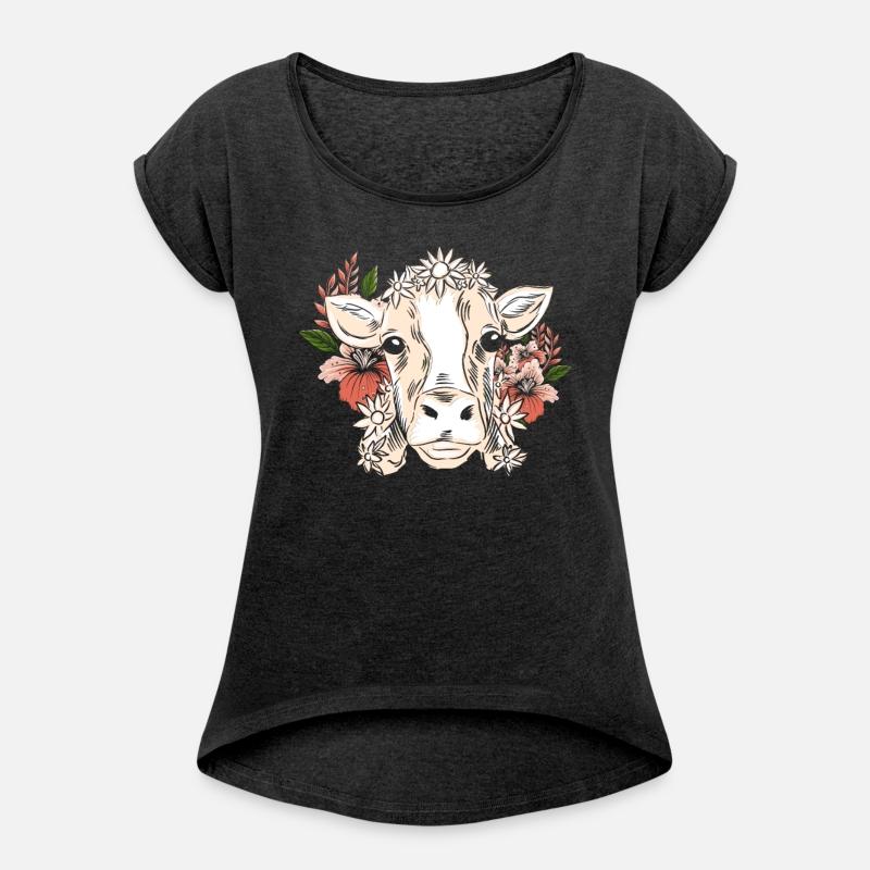 Cow With Flower Wreath Flower Pattern