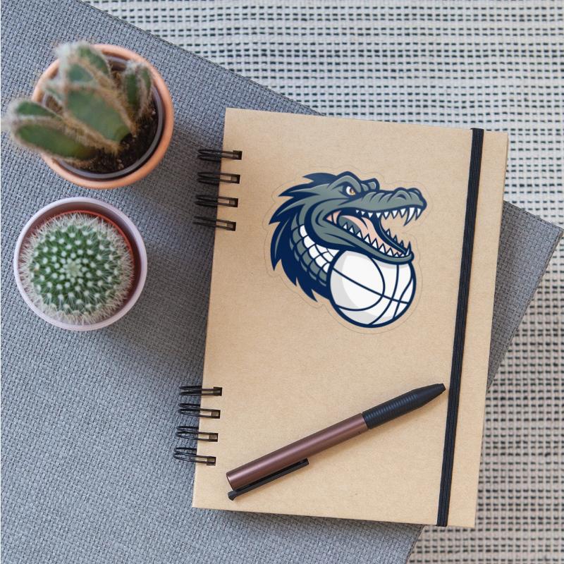 Crocodile with ball. Sports icon