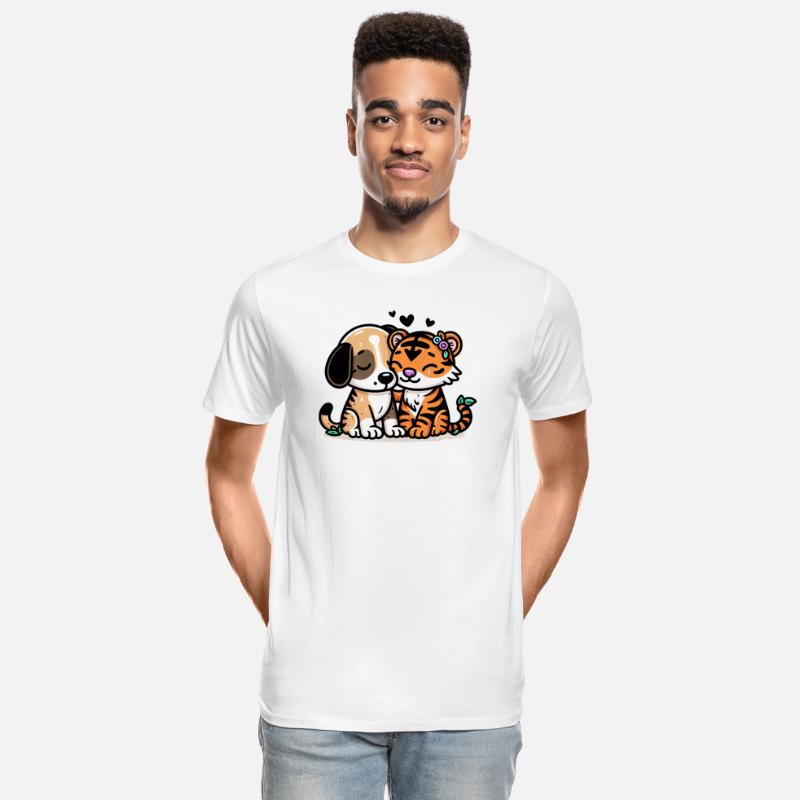 Cuddling Dog And Tiger In Love