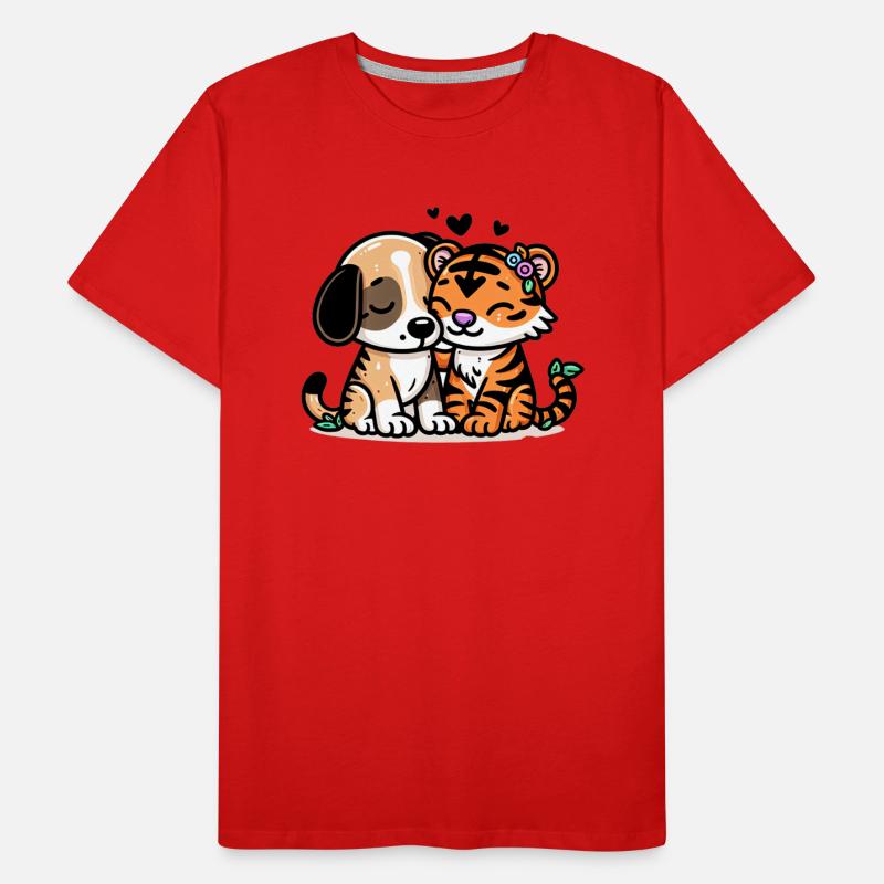 Cuddling Dog And Tiger In Love