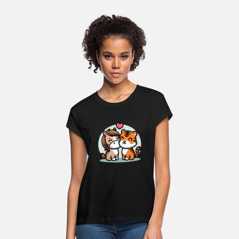 Cuddling Horse And Tiger In Love