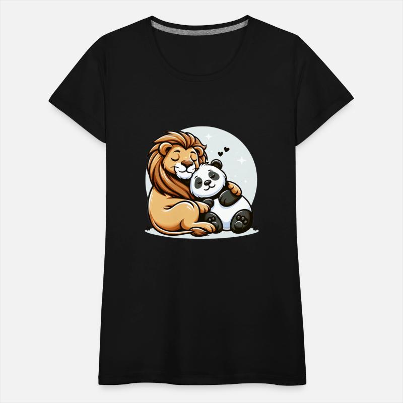 Cuddling Lion And Panda In Love