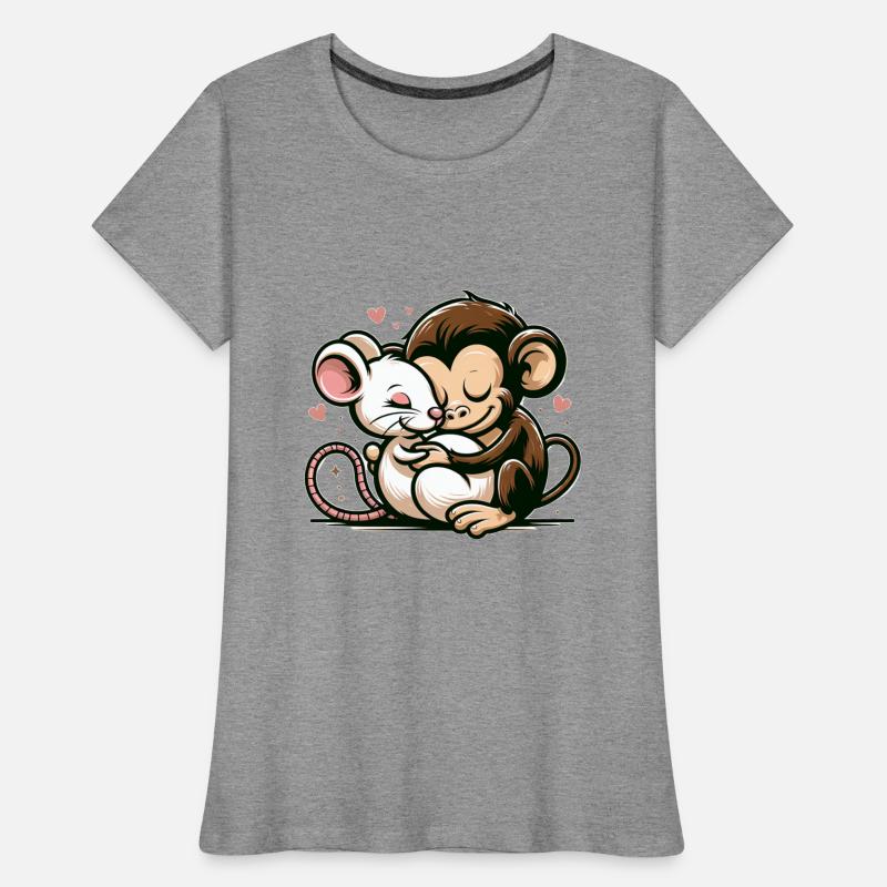 Cuddling Monkey And Mouse In Love