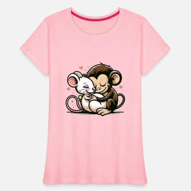 Cuddling Monkey And Mouse In Love