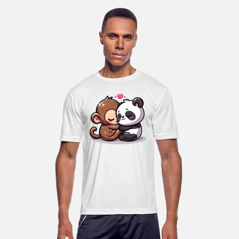 Cuddling Monkey And Panda In Love